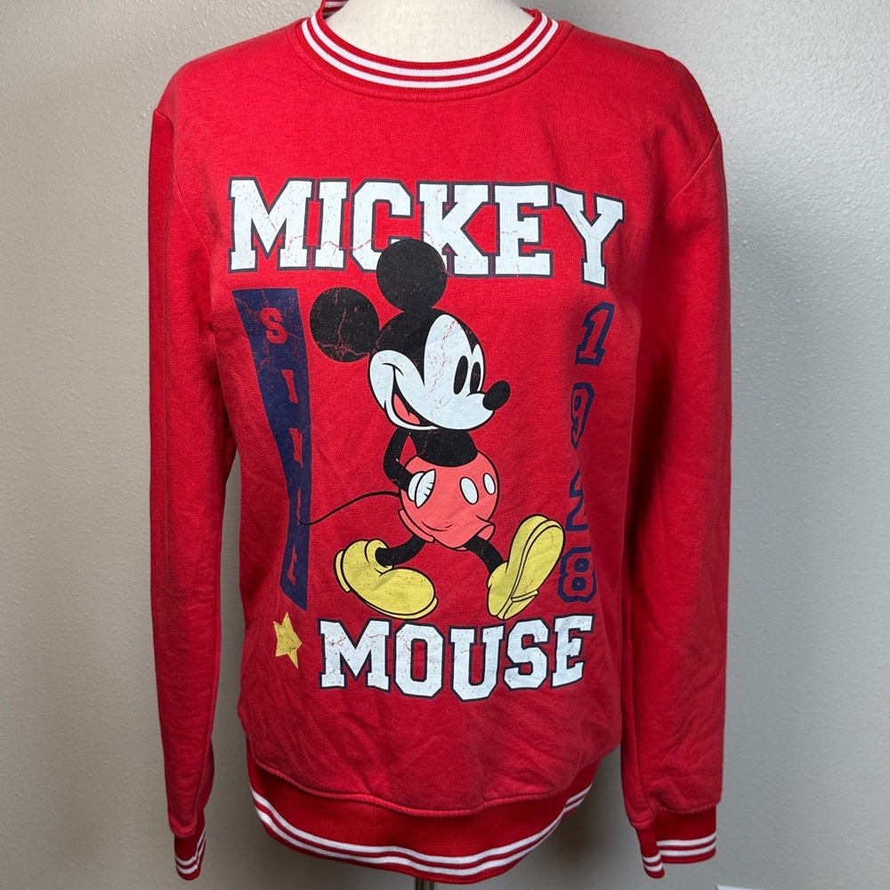Vintage Disney Mickey Mouse Sweatshirt Women SM Red Sporty Preppy 90s‎ Y2K Flaws
